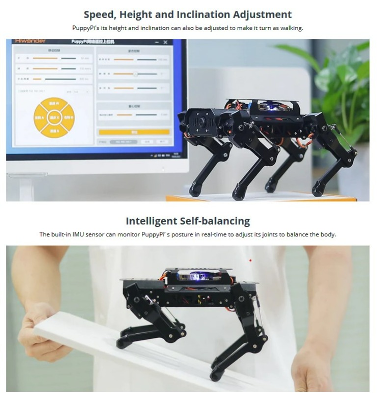 금속 쿼드 루프 로봇 개 강아지 생체 공학 4 다리 ROS 로봇 지능형 프로그래밍 Ai 시각 인식, 라즈베리 파이용